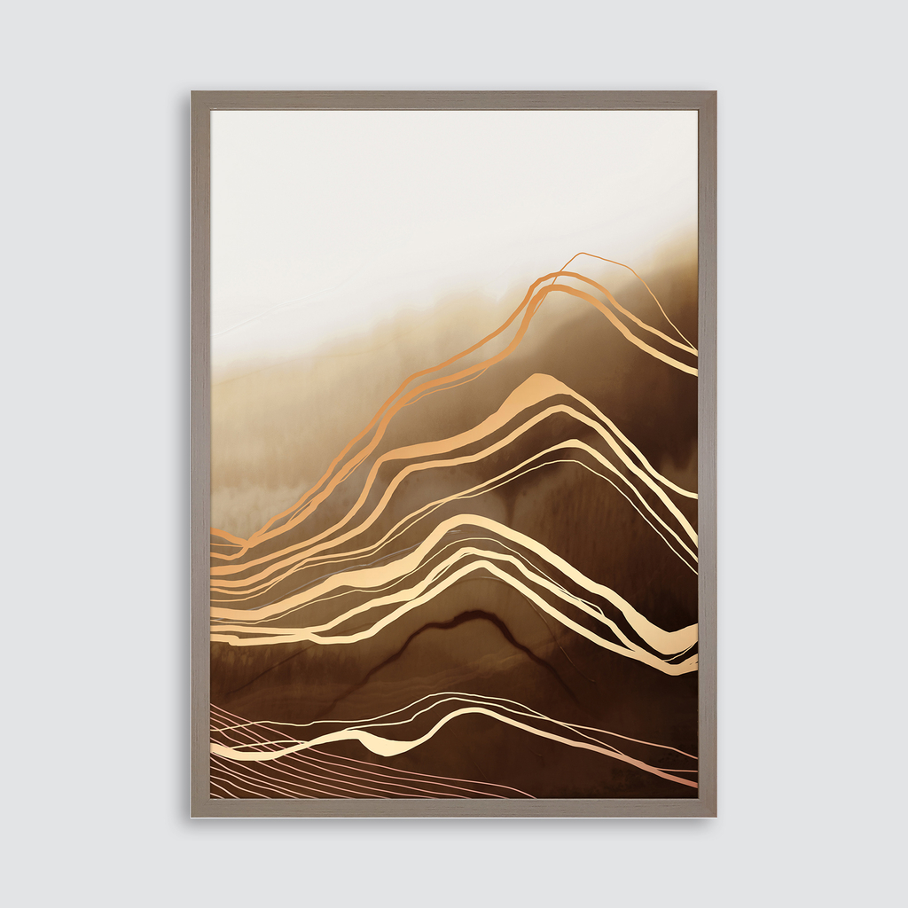 Maľba v hnedom ráme BROWN WAVES II 50x70 cm