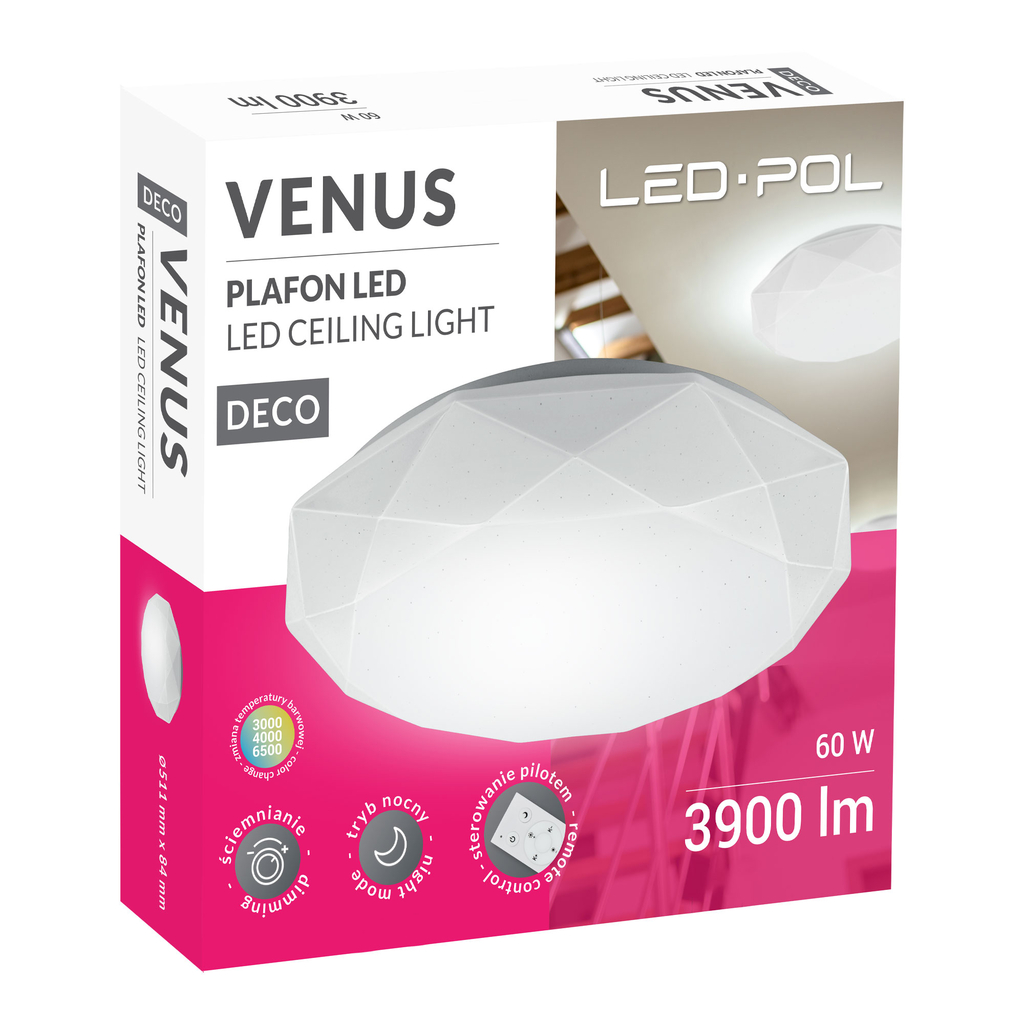 Stropná lampa VENUS LED 60 W