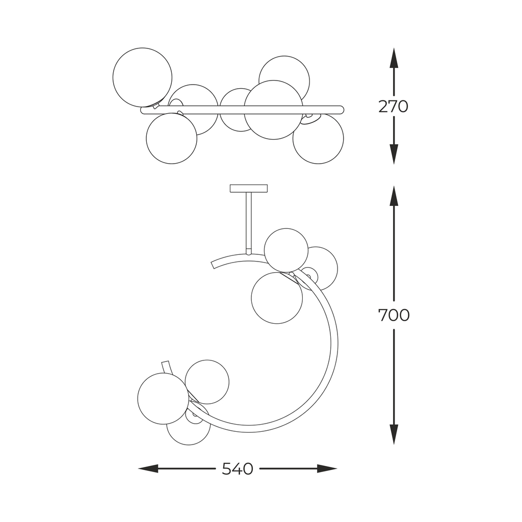 Stropné svietidlo MOLECULE zlatá guľa 54 cm