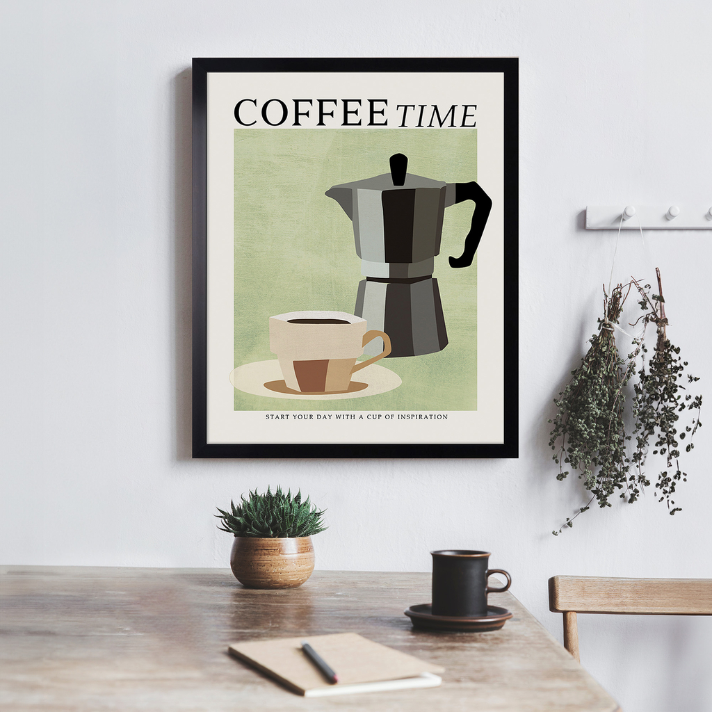 Maľba v čiernom ráme COFFE TIME 40x50 cm