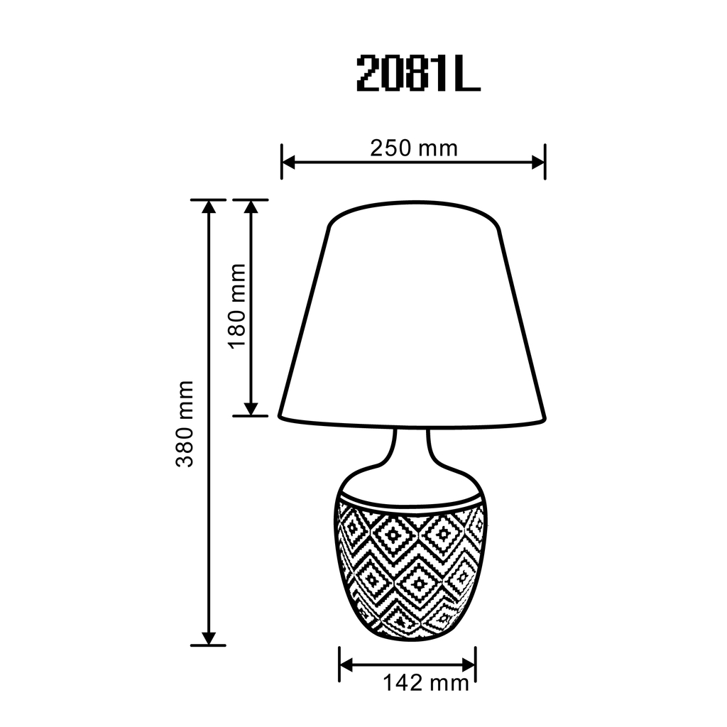 Stolná lampa Aztecké kosoštvorce bielo-čierna 38 cm