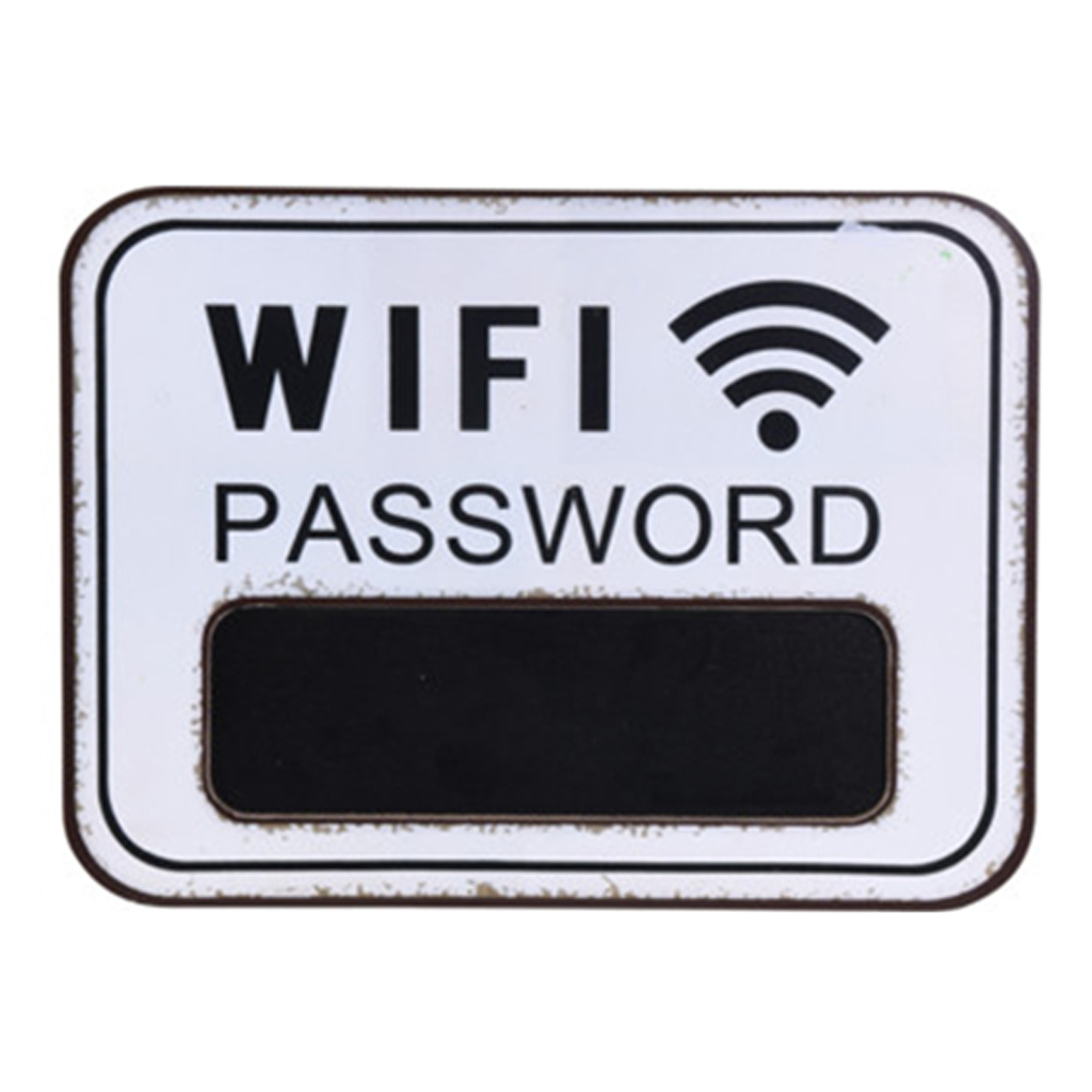 Nástenná tabuľa s nápisom WIFI PASSWORD MIX