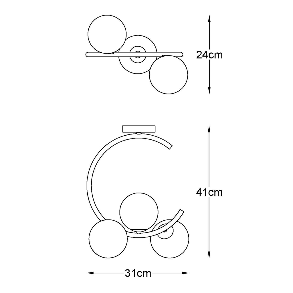 Stropné svietidlo MOLECULE gule zlaté 31 cm