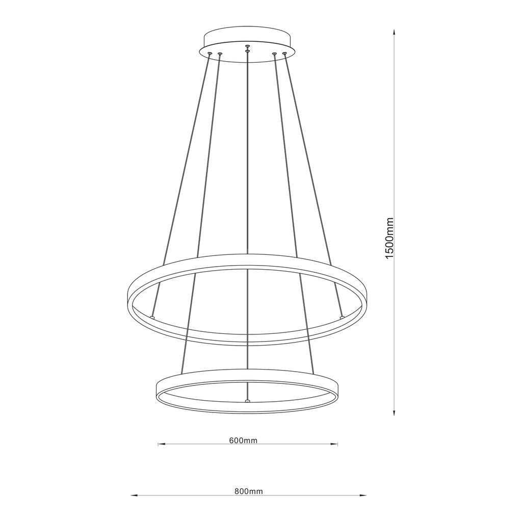 Závesné LED svietidlo BRENO 2 krúžky čierne 80 cm