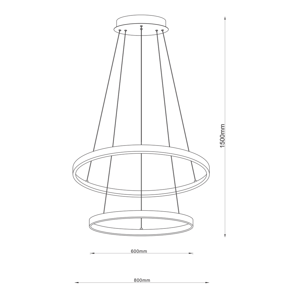 Závesné LED svietidlo BRENO 2 krúžky, zlaté 80 cm