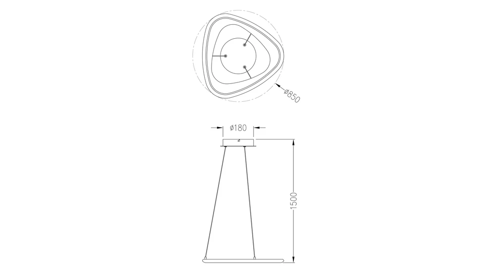 Lampa wisząca LED chromowana czarna GETAFE 85 cm - wymiary.