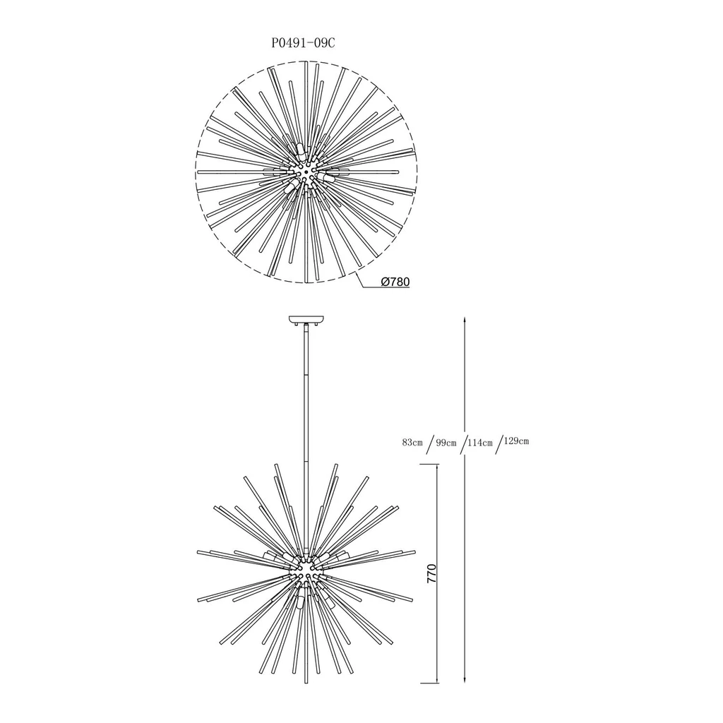 Závesné svietidlo URCHIN P0491-09C-F7DY