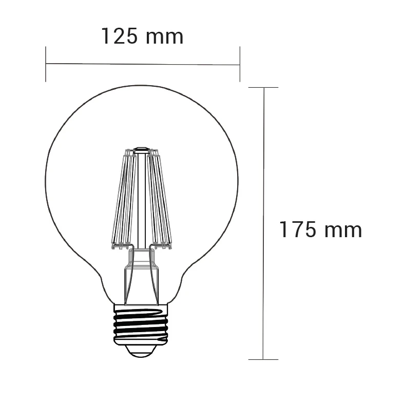 Dekoratívna LED žiarovka E27 6W teplá farba ORO-E27-G125-FL-AMBER-6W