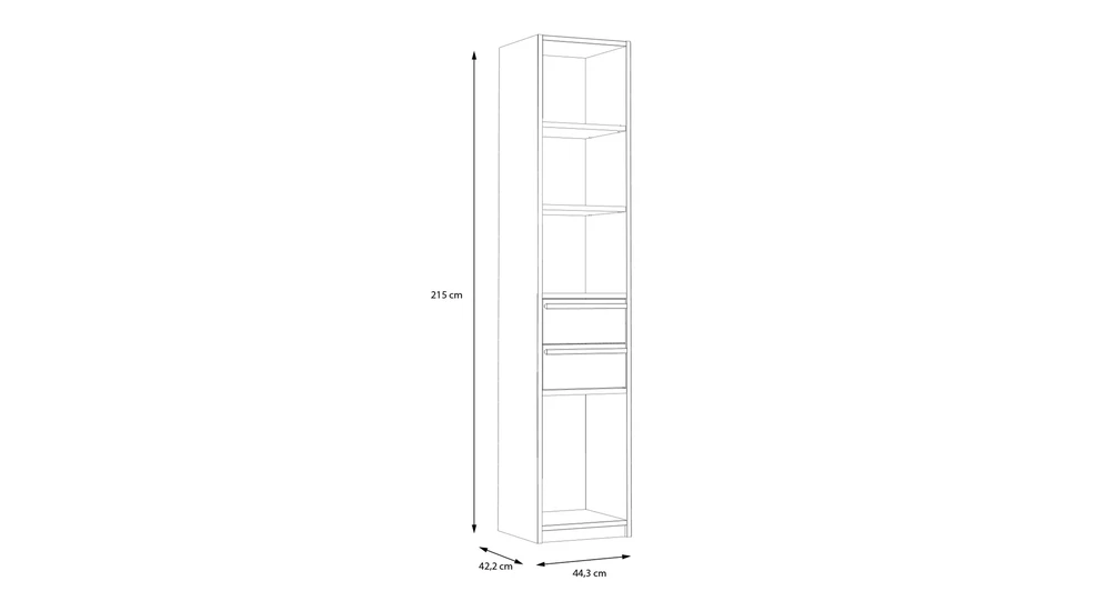 Knižnica s policami a zásuvkami S-ROOM 44,4 cm