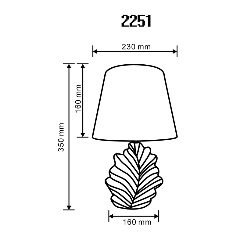 Lampa stołowa z abażurem, złota - wymiary.