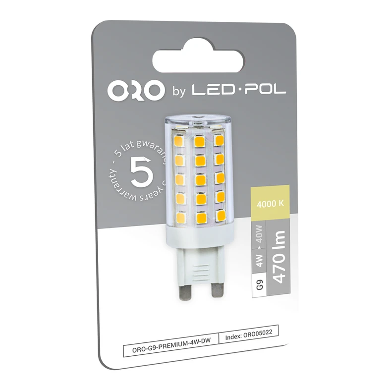 Žiarovka LED neutrálna farba G9 4W ORO-G9-PREMIUM-4W-DW