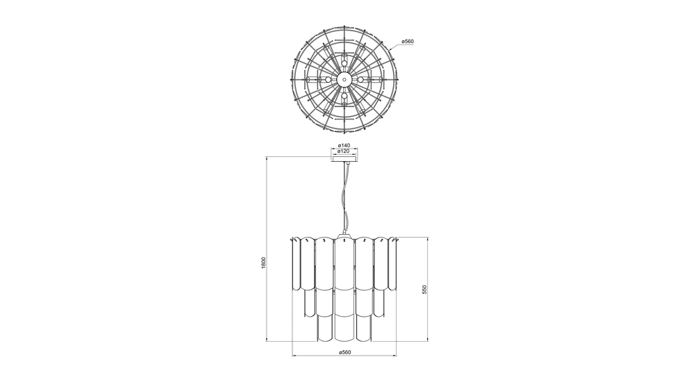 Lampa wisząca transparentne szkło złota NIRA - wymiary.