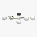 Stropné svietidlo 5 tienidiel gule čierno-zlaté SATELIT V