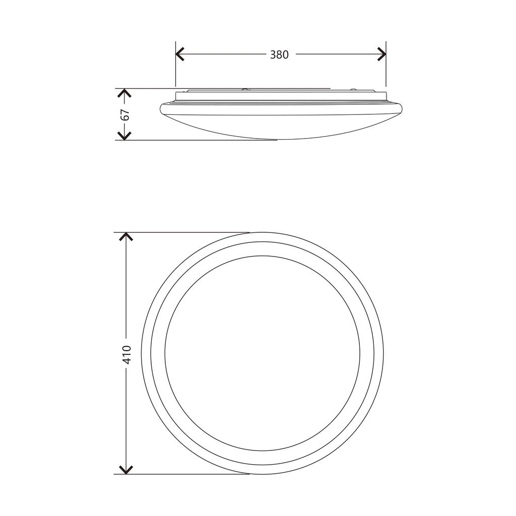 Plafon LED RGB biały ARESO 41 cm z pilotem - wymiary.