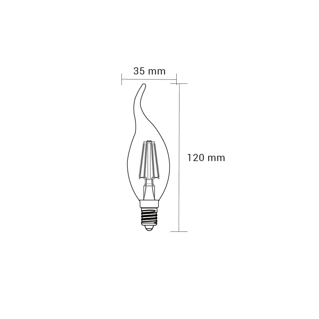 Dekoratívna žiarovka LED E14 4W neutrálna farba ORO-E14-C35-FL-CLARO-FLAMI-4W