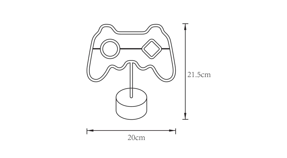 Dekoracja LED NEON GAMEPAD - wymiary.