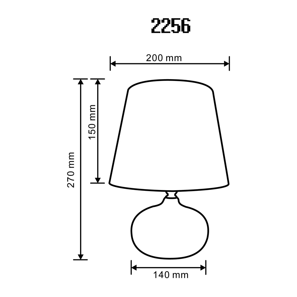 Lampa stołowa z abażurem, czarno-złota - wymiary.