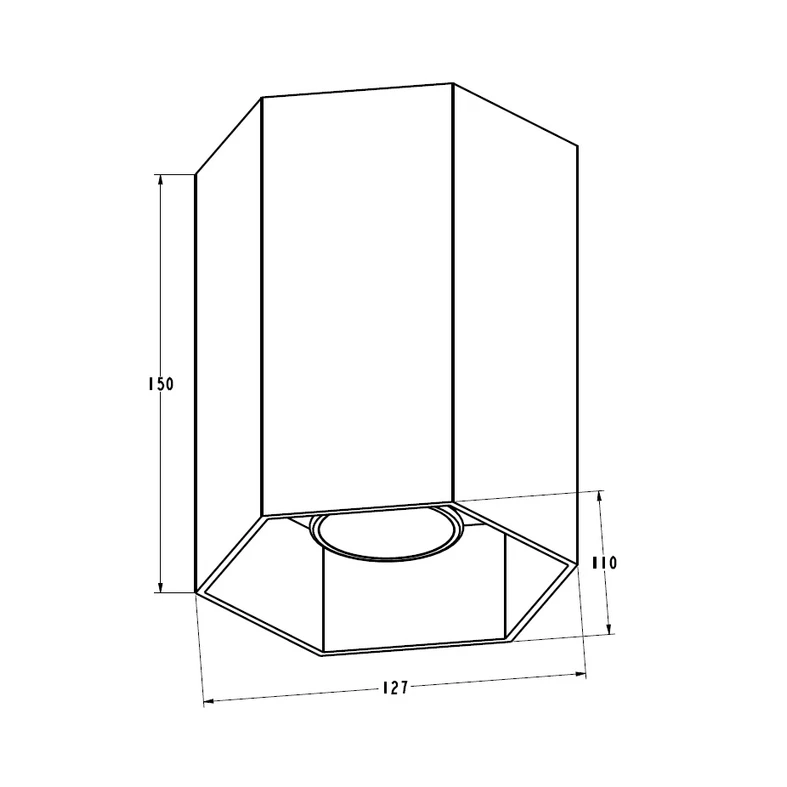 Zapustené bodové svietidlo s geometrickým tvarom, hliníková farba POLYGON CL 1L