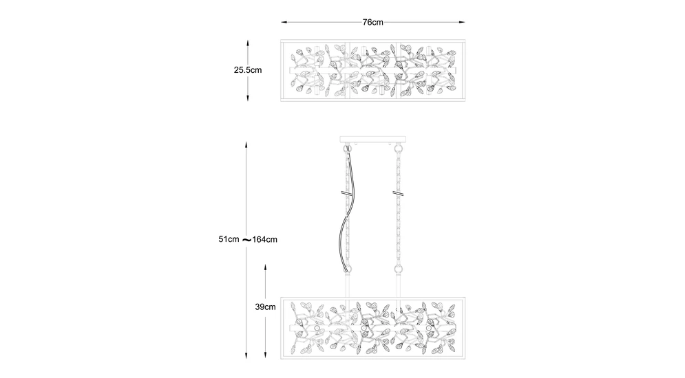 Lampa wisząca złota SPRING - wymiary.