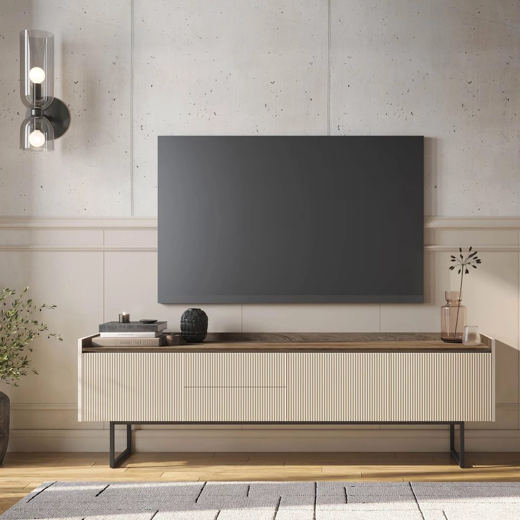 TV stolík ryhovaný s osvetlením LAGO 192 cm