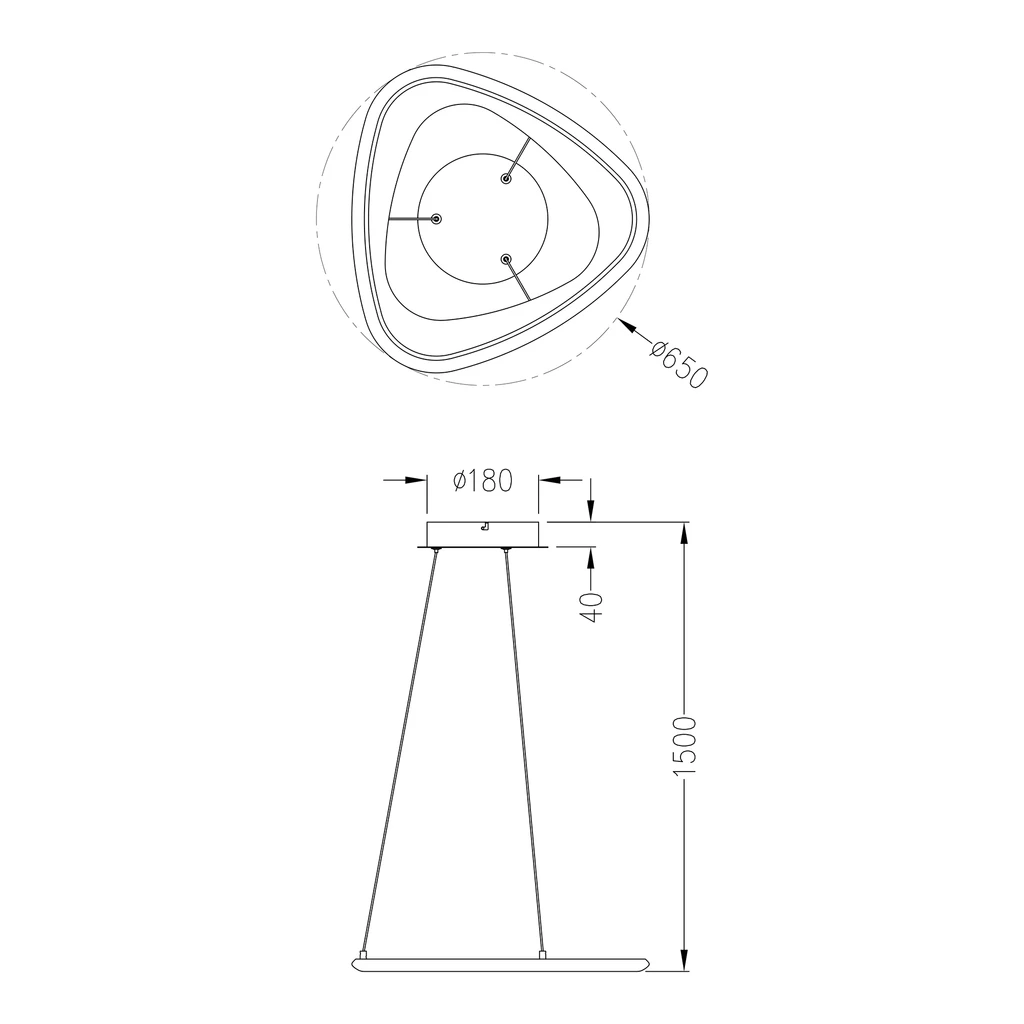 Lampa wisząca LED chromowana czarna GETAFE 65 cm - wymiana.