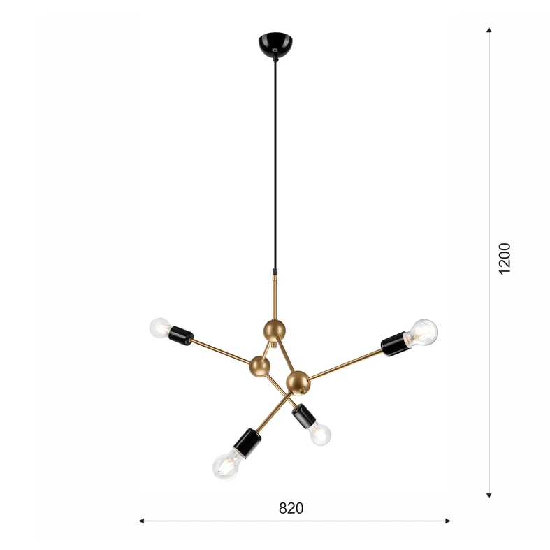 Posiada regulowaną wysokość. Maksymalna długość lampy to 120 cm.