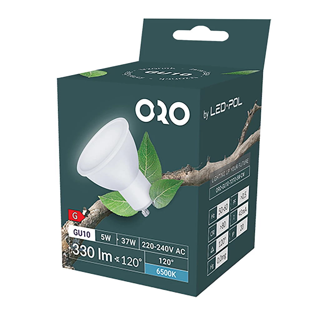 LED žiarovka GU10 5W studená farba ORO-GU10-TOTO-5W-CW