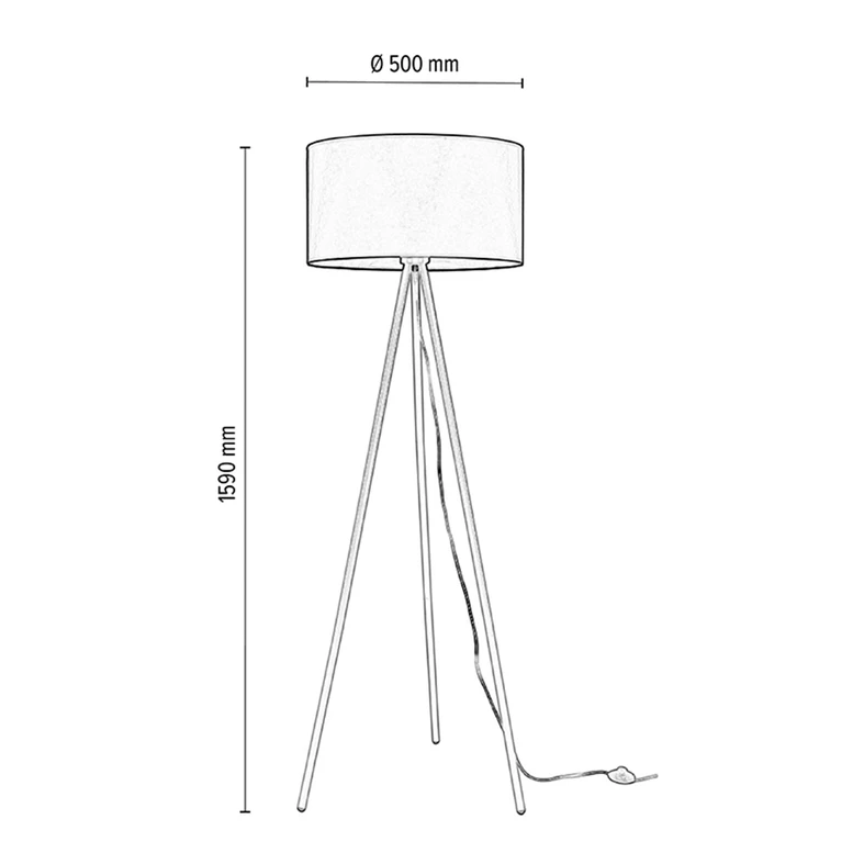 Lampa podłogowa szara abażur biały TRIPOD - wymiary.