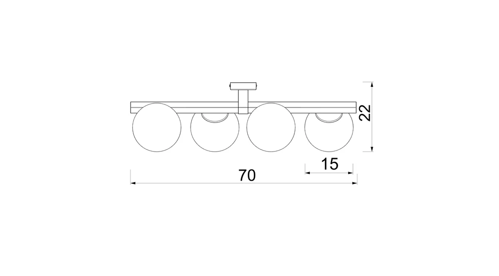 Lampa sufitowa 4 klosze kule czarno-złota IDRIS IV - wymiary.