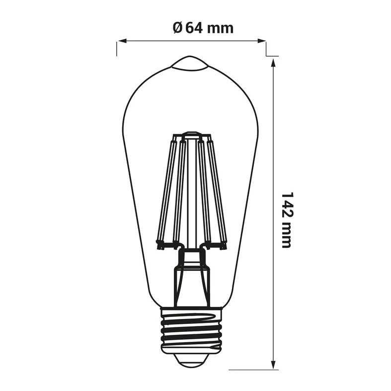 Dekoratívna retro LED žiarovka E27 1,3W teplá farba ORO-E27-ST64-FL-AMBER-1,3W-WW