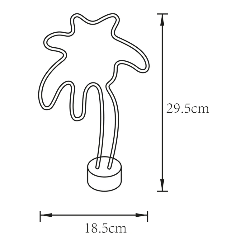 Lampa dekoracyjna LED PALM TREE - wymiary.