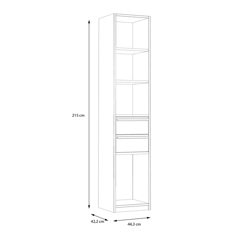 Knižnica s policami a zásuvkami S-ROOM 44,4 cm