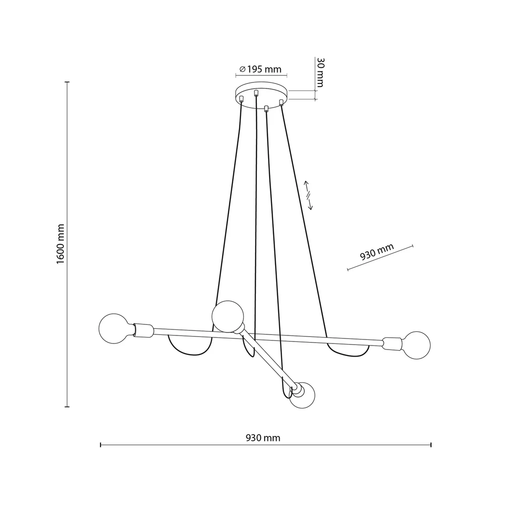 Lampa wisząca jasne drewno HELIX IV WOOD - wymiary.