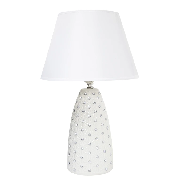 Keramická stolná lampa glamour biela 41 cm