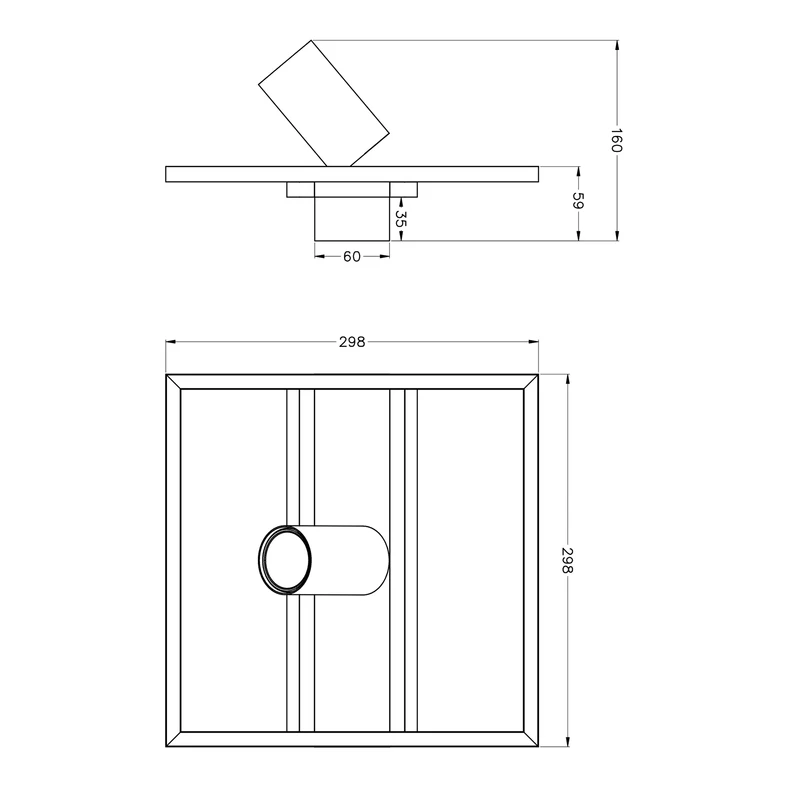 Lampa sufitowa LED z reflektorem geometryczna drewno KORDA - wymiary.