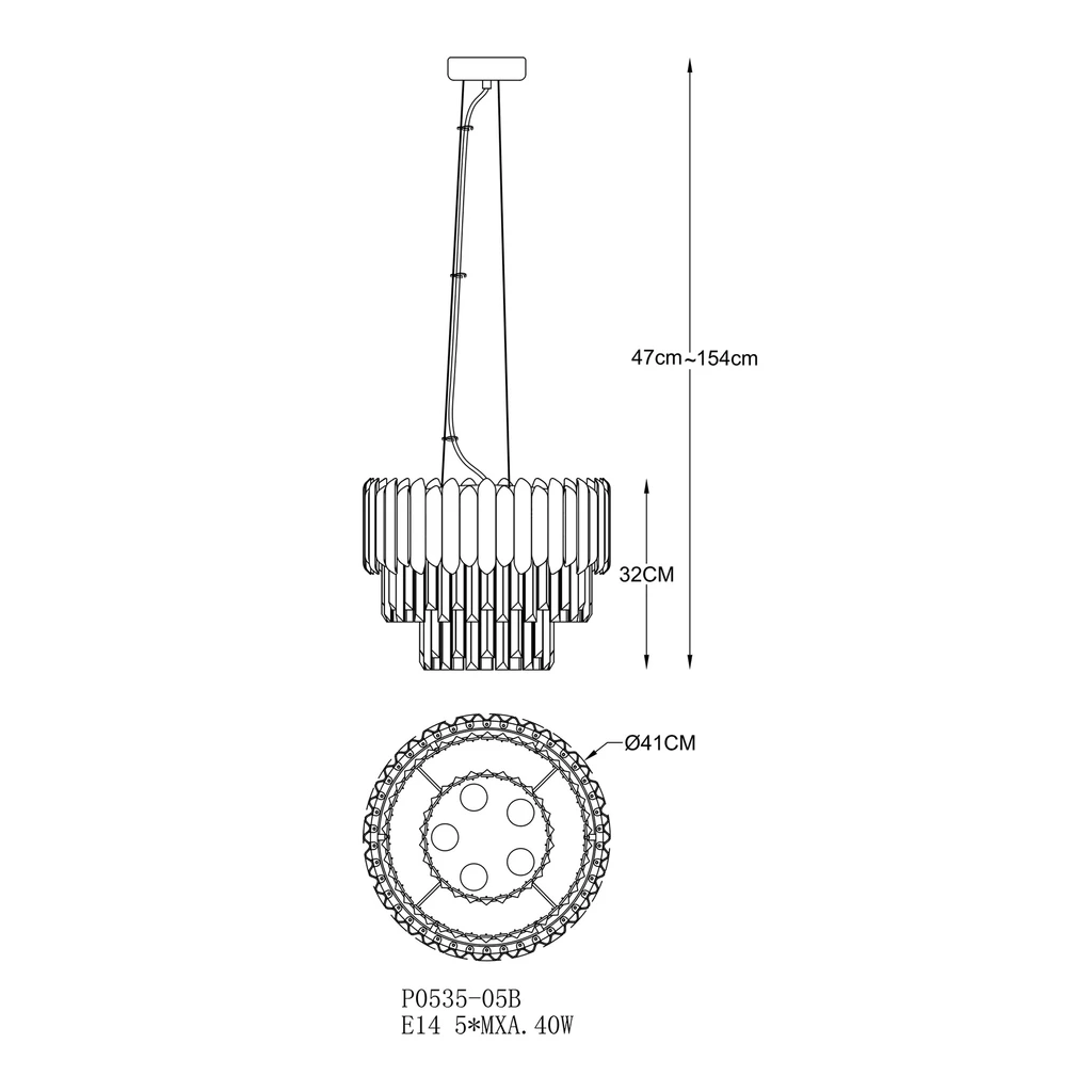 Závesné svietidlo GLADIUS P0535-05B-F4J7