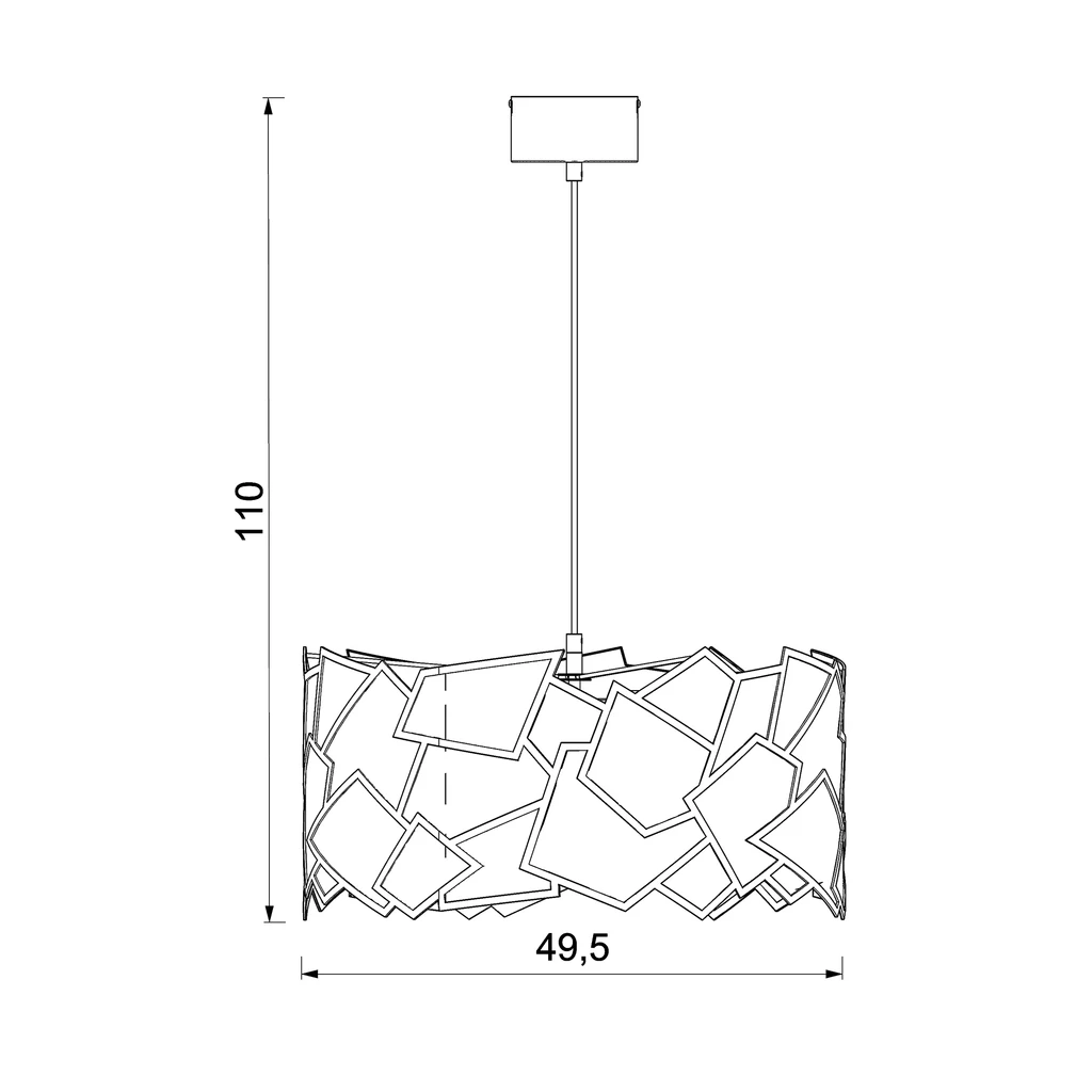 Lampa wiszaca czarna CAMO III - wymiary.