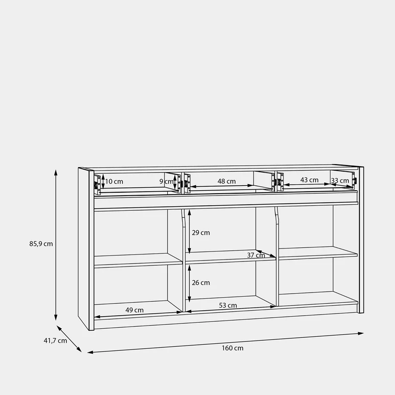 Komoda OAK SQUERE s osvetlením 160 cm