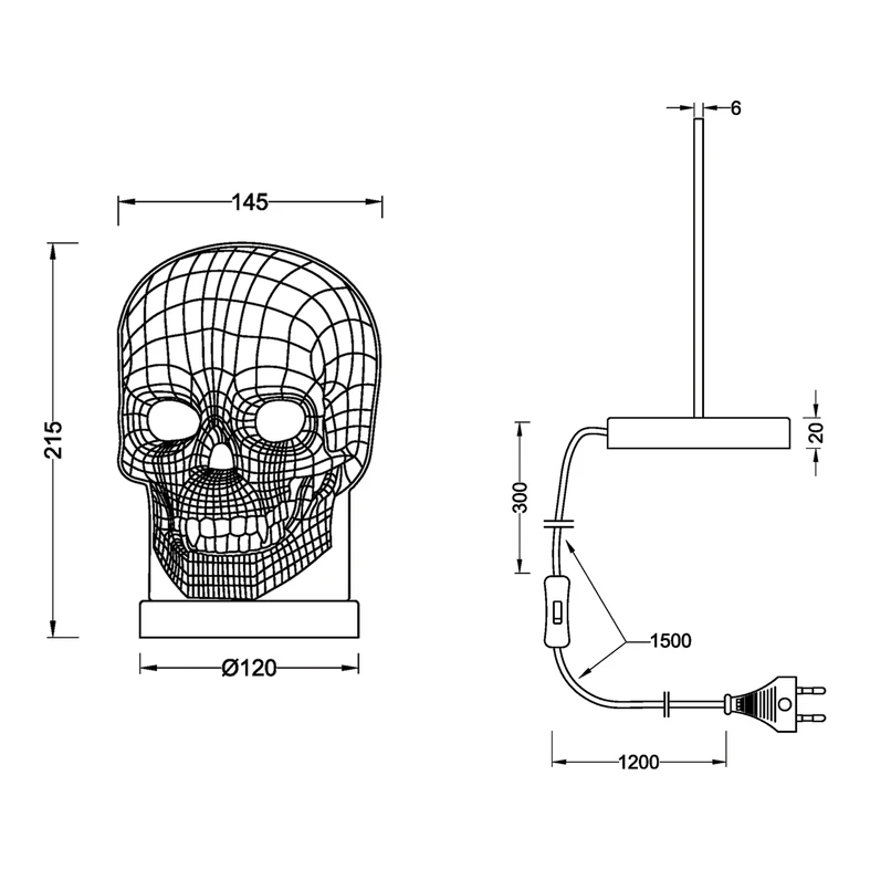 Dekoratívna lampa LED lebka SKULL