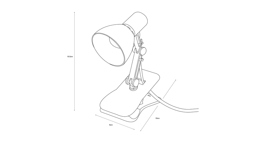 Lampa biurkowa LED USB z klipsem pomarańczowo-niebieska LOPE - wymiary.