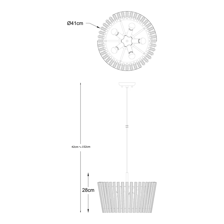 Lampa wisząca glamour złota BACH 41 cm - wymiary.