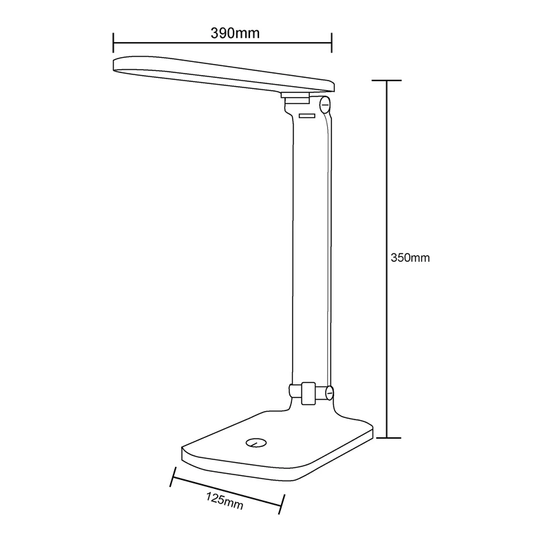 Lampa biurkowa LED regulowane ramię biała - wymiary.