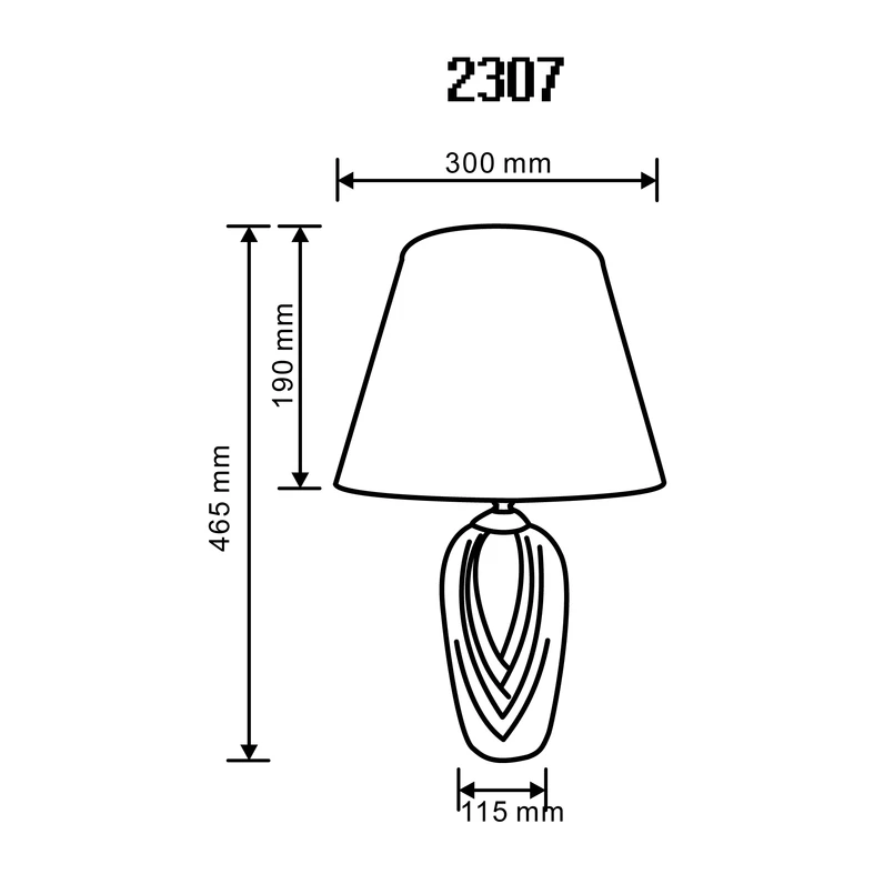 Lampa stołowa z abażurem zielono-biała - wymiary.