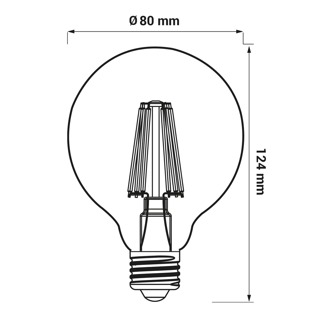 LED žiarovka E27 6W neutrálna farba ORO-E27-G80-FL-CLARO-6W-DIMM-DW