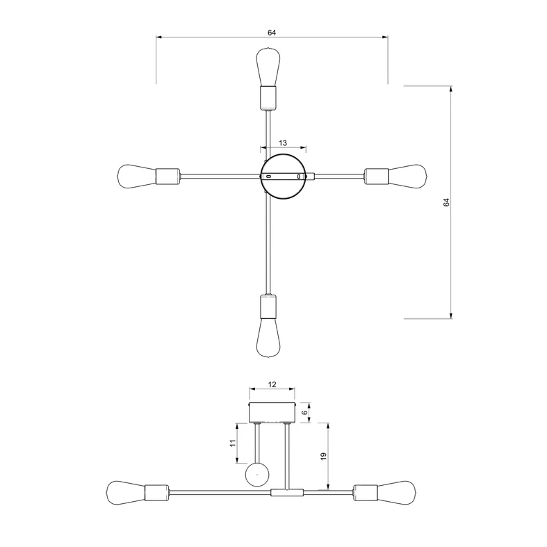 Stropná lampa loftová čierno-zlatá FLAME