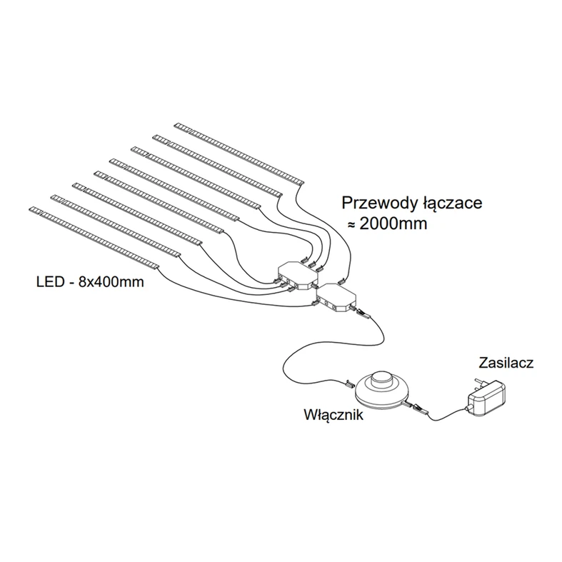 LED osvetlenie 8-bodové NOMAD s vypínačom, teplá biela