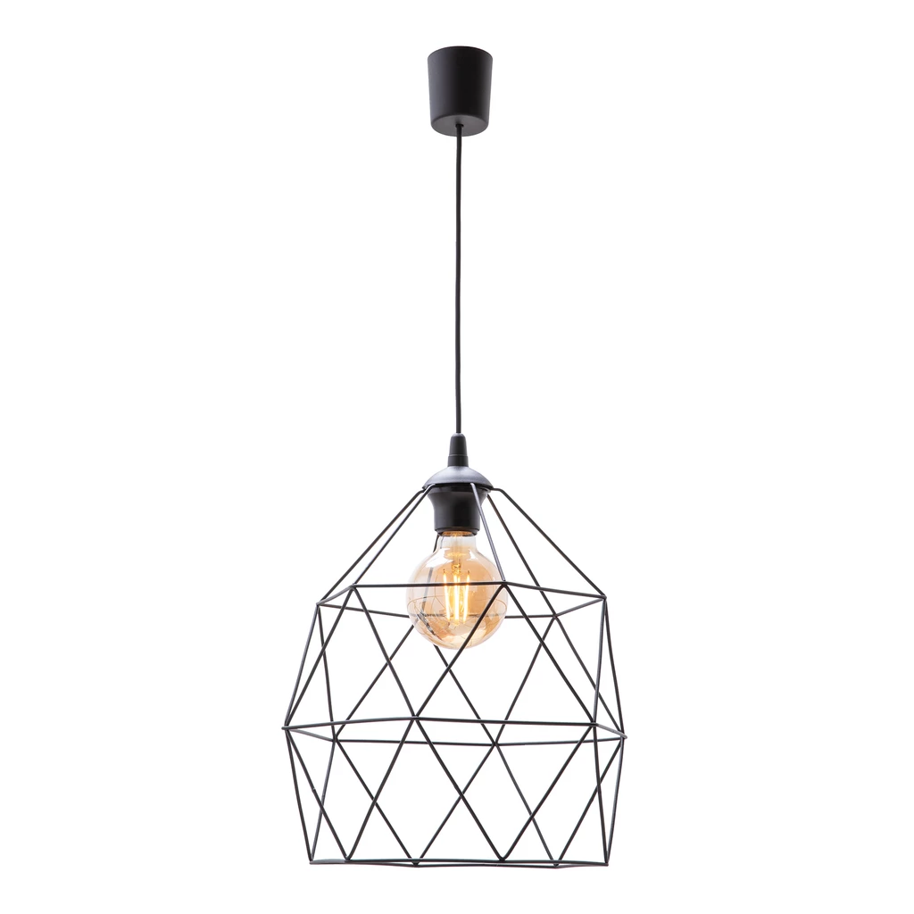 Lampa GALAXY to połączenie oryginalnego pomysłu i minimalistycznej formy. Ciekawie zaprojektowany klosz w geometrycznej formie został wykonany z metalowych elementów, które służą jako obramowanie dla pojedynczej żarówki.