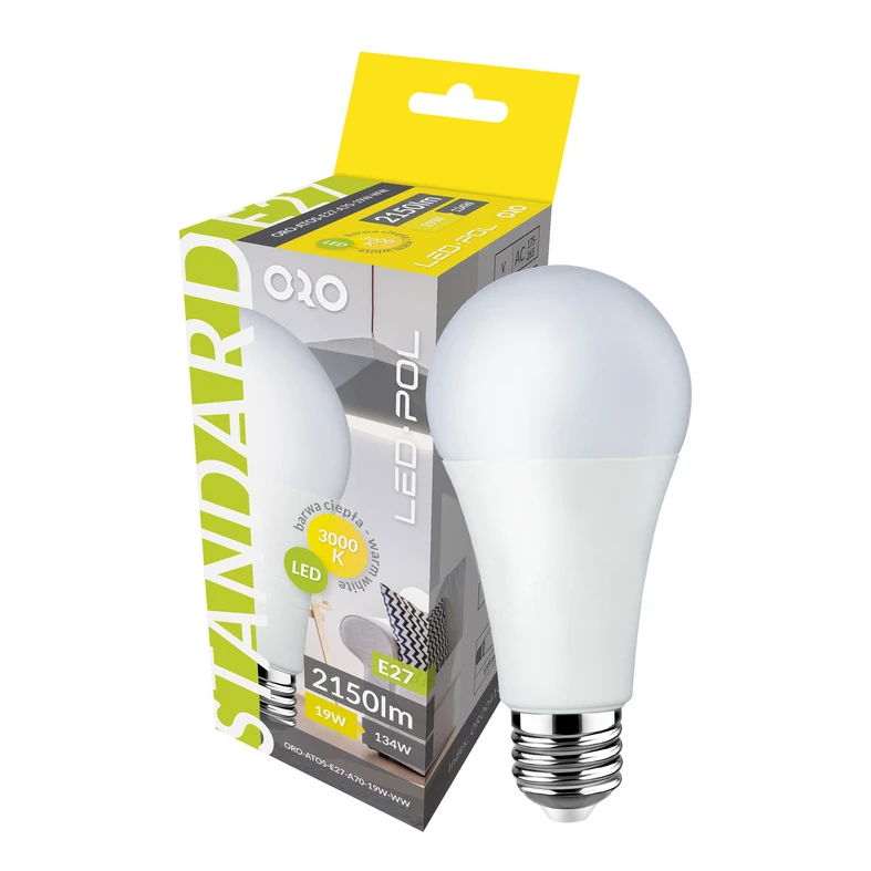 Žiarovka LED E27 19W teplá farba ORO-ATOS-E27-A70-19W-WW