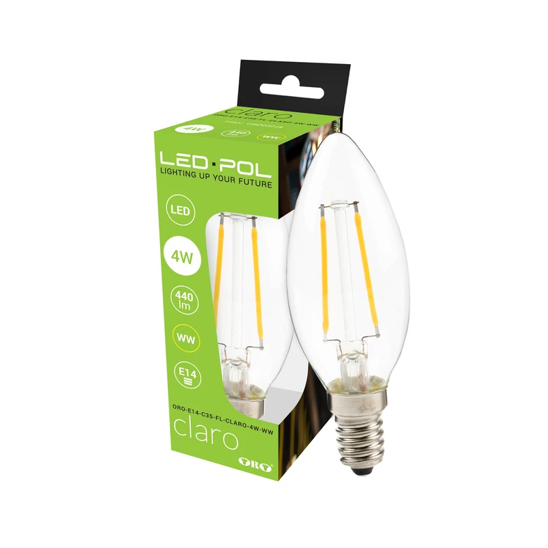 Žiarovka LED E14 4W teplá farba ORO-E14-C35-FL-CLARO-4W