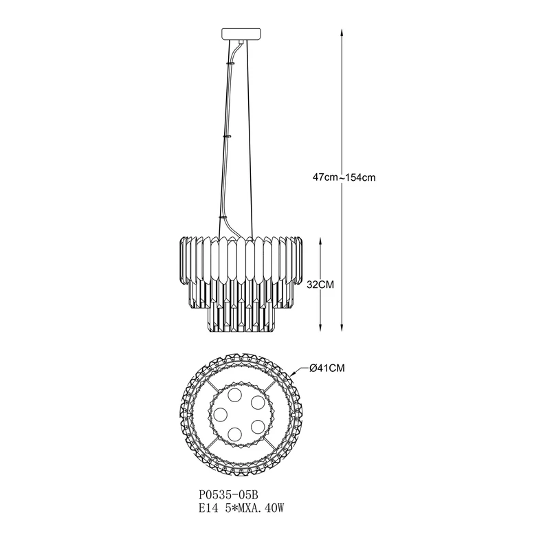 Závesné svietidlo GLADIUS P0535-05B-F4J7